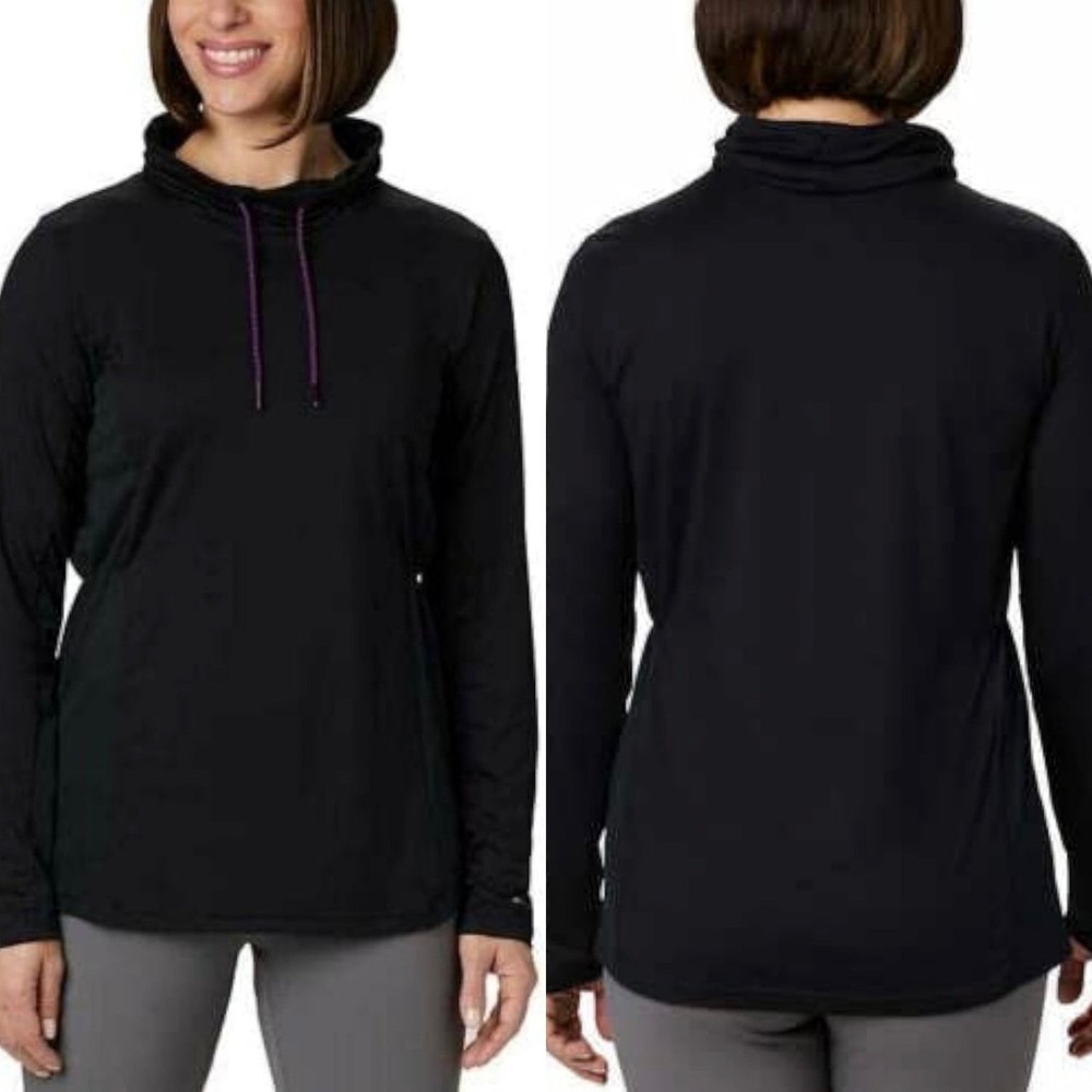 Columbia Womens L Large Pullover Long Sleeve Omni Wick Black Active Top